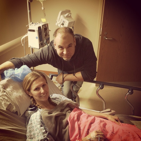 Melissa and her husband Bud preparing for her eleventh surgery alt text